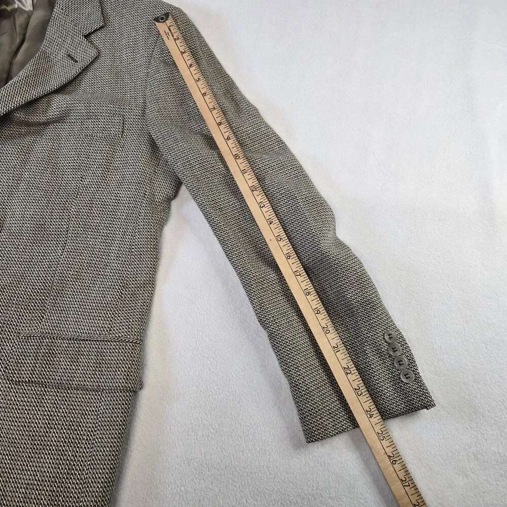Vintage Stanley Blacker Three Button Tweed Houndstooth Blazer 42L Ventless